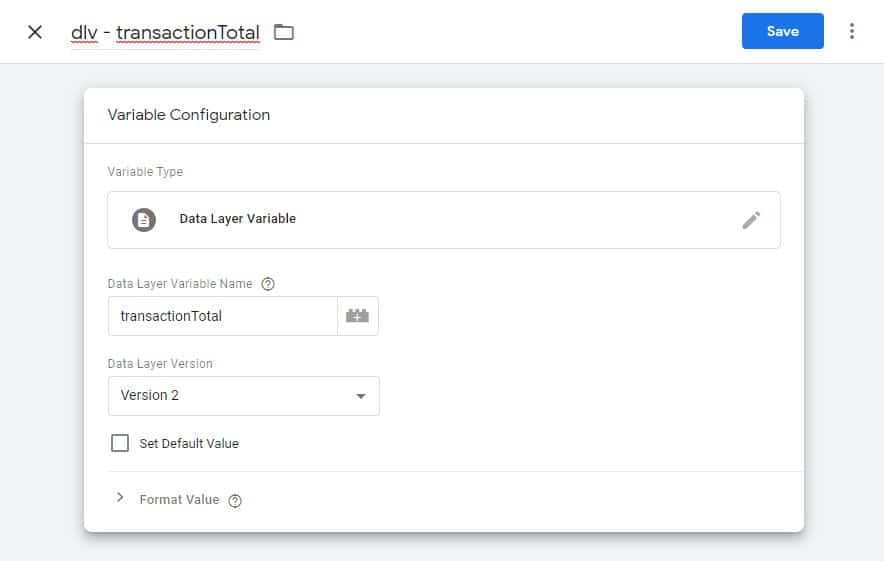 Configure the data layer variable