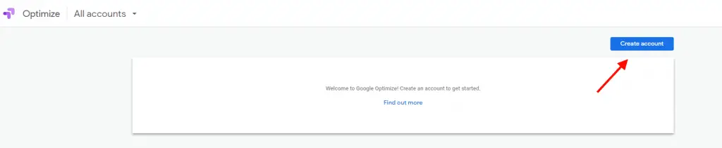Create Google Optimize Account