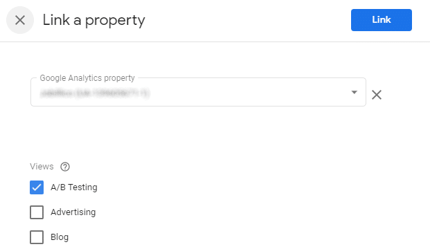 Link property with Google Optimize