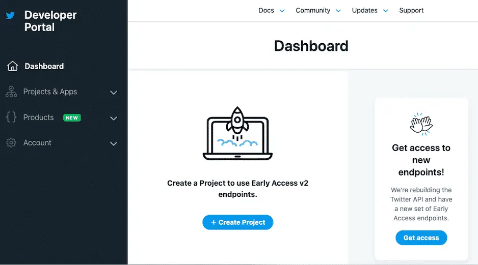 create a project in twitter api