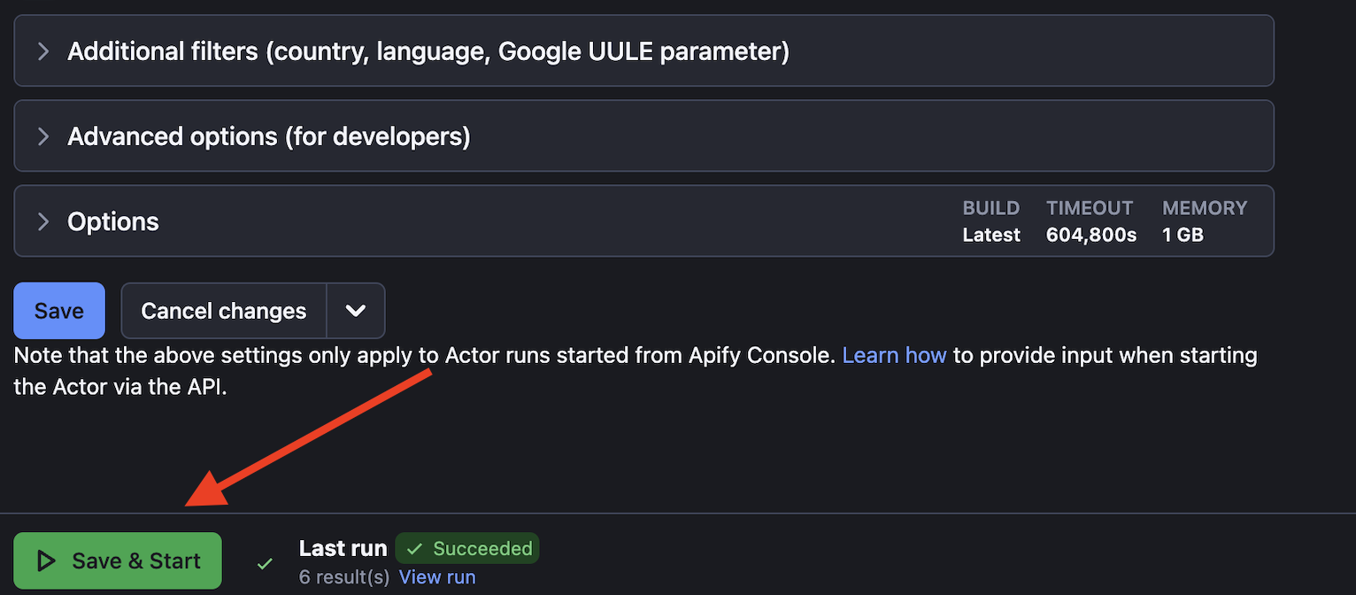 run apify google scraper