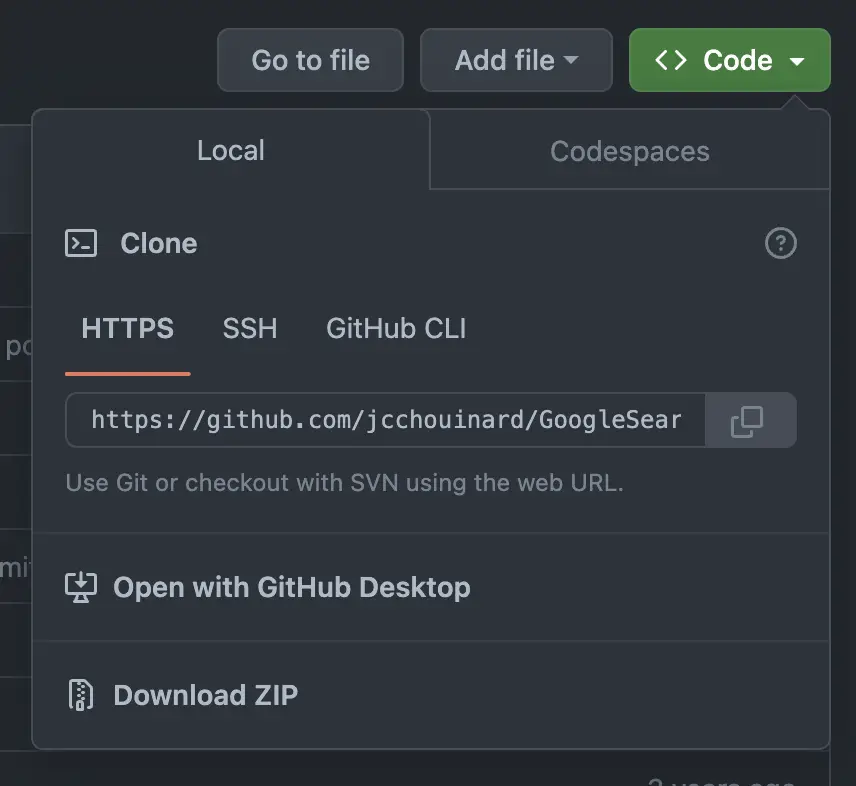 repository url to clone github repository